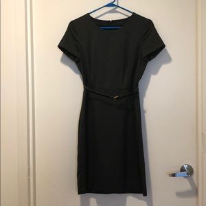 Short sleeve lightly striped office dress